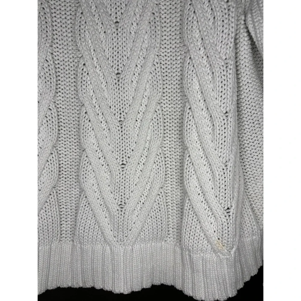 J.Crew White Cable Knit‎ Mock Neck Sweater Chunky Womens Medium